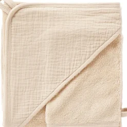 Cape de bain bambou + gant Biscuit (70 x 70 cm)