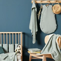 Cape de bain bambou + gant Vert de gris (70 x 70 cm)