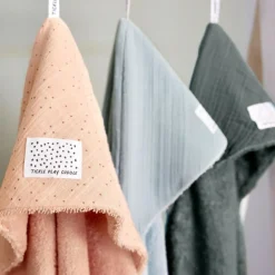 Cape de bain en mousseline-terry Pois rose-pêche