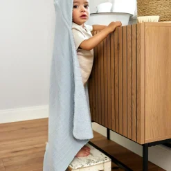 Cape de bain en mousseline-terry bleu poudré