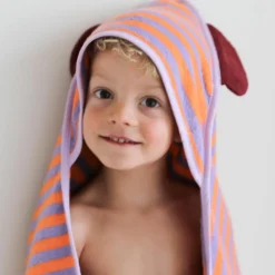 Cape de bain Ours Lavande (75 x 75 cm)