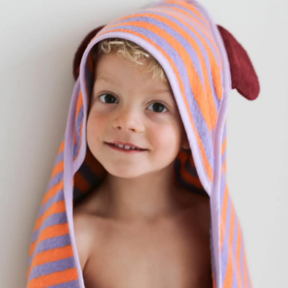 Cape de bain Ours Lavande (75 x 75 cm)