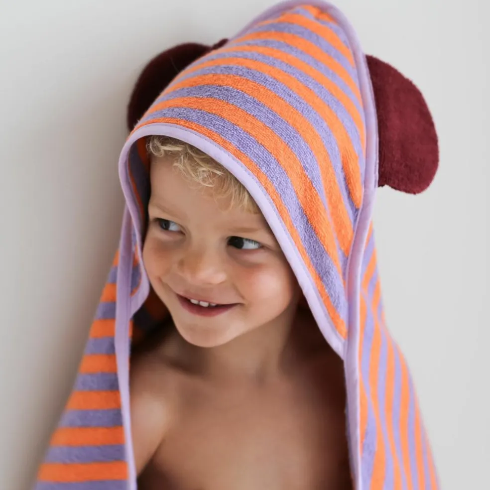 Cape de bain Ours Lavande (75 x 75 cm)