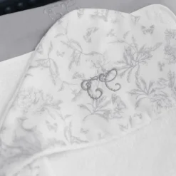 Cape de bain Toile de Jouy gris