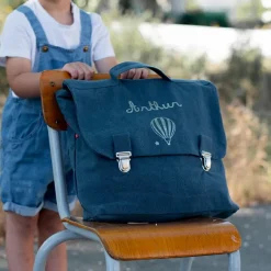 Cartable maternelle 33 cm bleu pétrole (personnalisable)