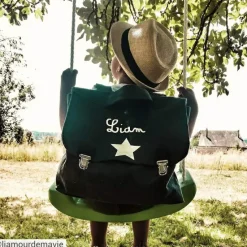 Cartable maternelle 33 cm bleu pétrole (personnalisable)