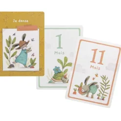 Cartes étapes Mes 12 premiers mois Trois petits lapins (30 cartes)