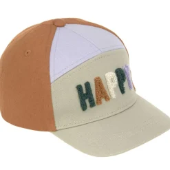 Casquette visière courbée Happy kaki clair-caramel (2-6 ans)