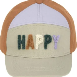 Casquette visière courbée Happy kaki clair-caramel (2-6 ans)