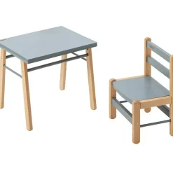 Chaise basse en bois Louise hybride bleu gris