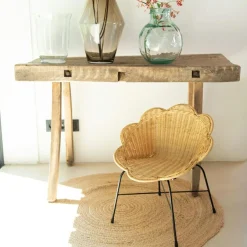 Chaise enfant fleur en rotin