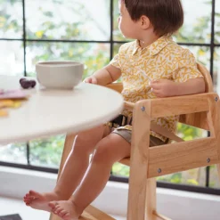 Chaise haute empilable en bois Emma Naturel