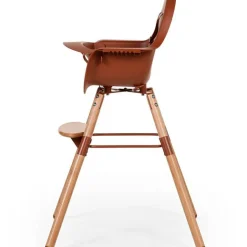 Chaise haute en bois naturel Evolu 2 terracotta + arceau