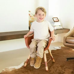 Chaise haute en bois naturel Evolu 2 terracotta + arceau