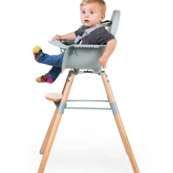 Chaise haute en bois naturel Evolu 2 menthe + arceau