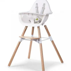 Chaise haute en bois naturel Evolu 2 blanc