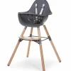 Chaise haute en bois naturel Evolu 2 gris