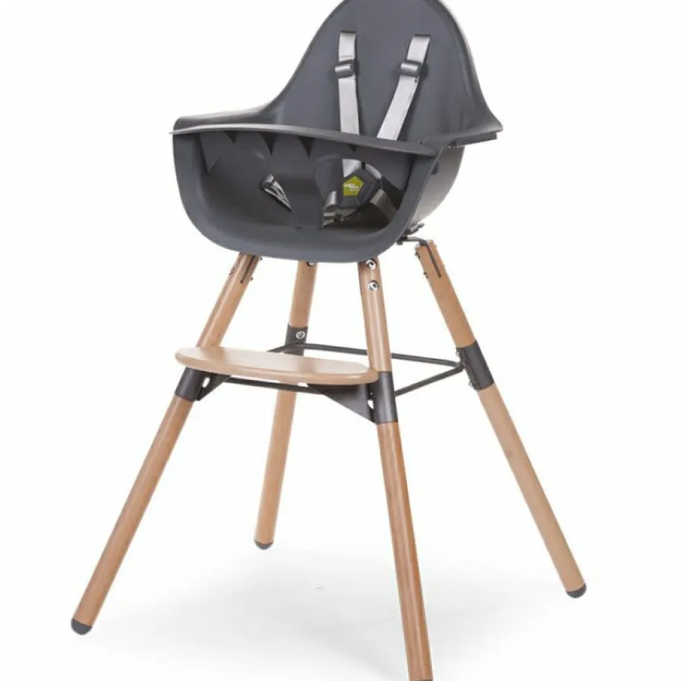 Chaise haute en bois naturel Evolu 2 gris