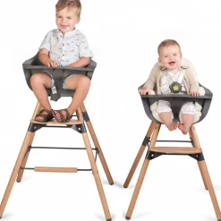 Chaise haute en bois naturel Evolu 2 gris