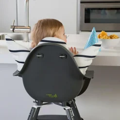 Chaise haute en bois naturel Evolu 2 gris