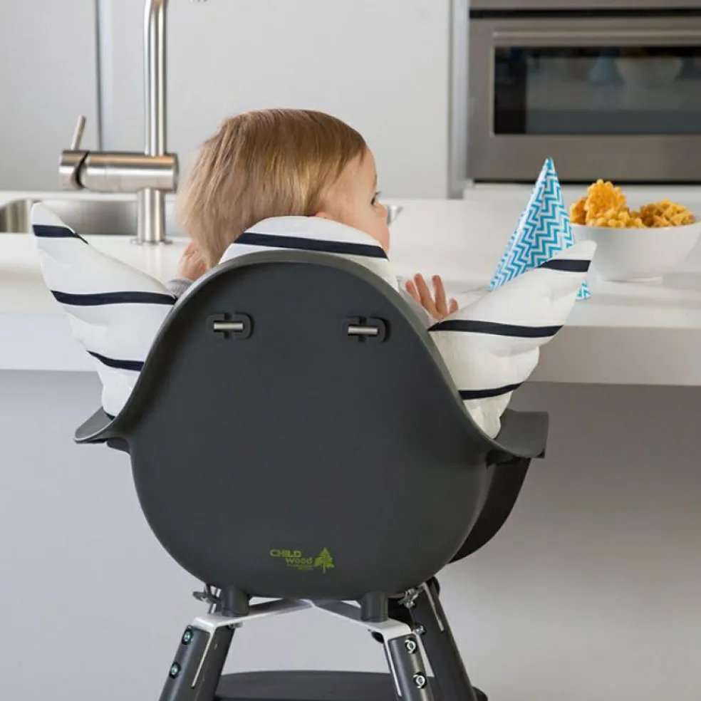 Chaise haute en bois naturel Evolu 2 gris