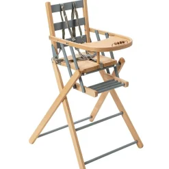 Chaise haute extra pliante Sarah hybride bleu gris