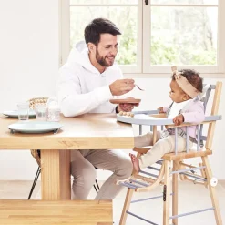 Chaise haute transformable Marcel hybride bleu gris