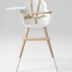 Chaise haute évolutive Ovo Luxe one avec harnais beige