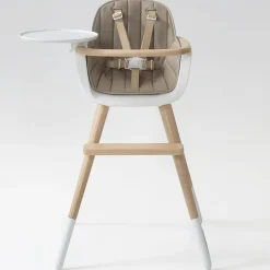 Chaise haute évolutive Ovo Luxe one avec harnais beige