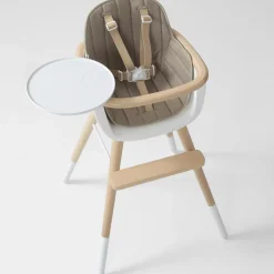 Chaise haute évolutive Ovo Luxe one avec harnais beige