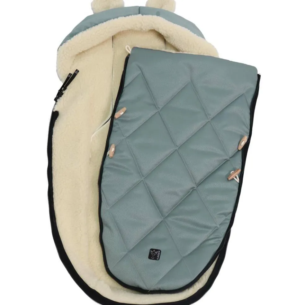 Chancelière capuche souris en laine vert (6-36 mois)