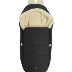 Chancelière capuche souris en laine gris foncé (0-12 mois)