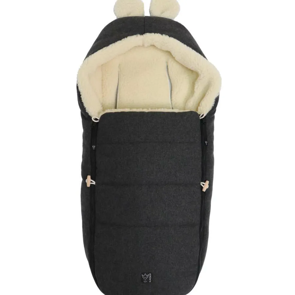 Chancelière capuche souris en laine gris foncé (0-12 mois)