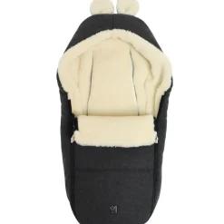 Chancelière capuche souris en laine gris foncé (0-12 mois)