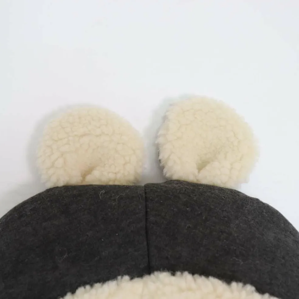 Chancelière capuche souris en laine gris foncé (0-12 mois)