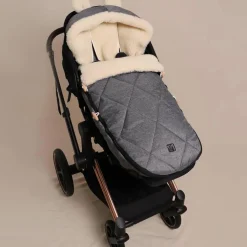 Chancelière capuche souris en laine gris anthracite (6-36 mois)