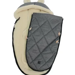 Chancelière capuche souris en laine gris anthracite (6-36 mois)