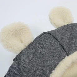 Chancelière capuche souris en laine gris anthracite (6-36 mois)