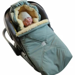 Chancelière pour siège-auto bébé en peau d'agneau EMMY vert sauge