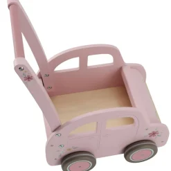 Chariot de marche voiture en bois rose