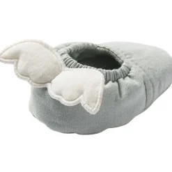 Chaussons avec ailes d'ange vert de gris et écru (0-6 mois)
