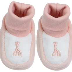 Chaussons en velours rose Sophie la girafe (0-1 mois)