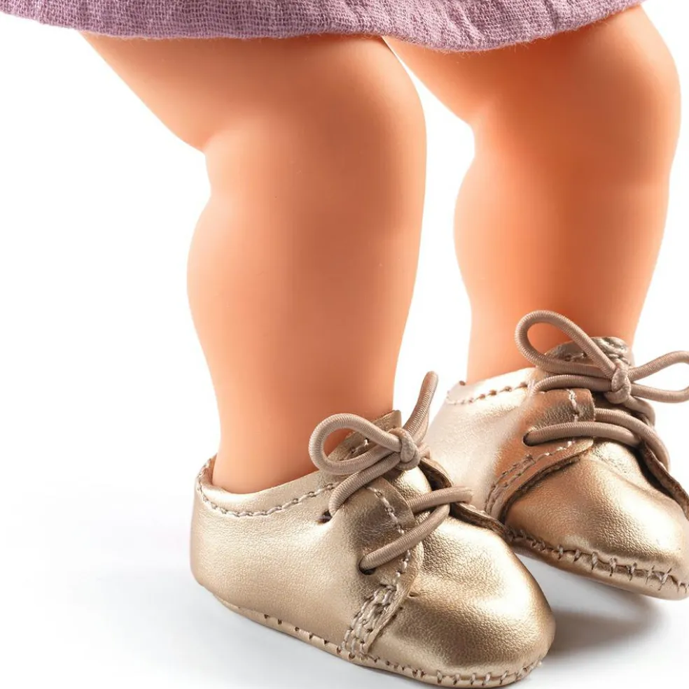 Chaussures Pomea dorées pour poupée