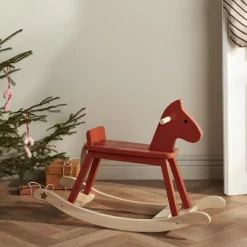 Cheval à bascule rouge orangé Carl Larsson