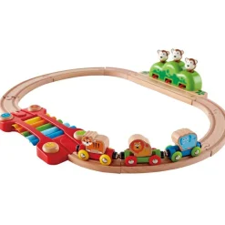 Circuit de train musical en bois jungle