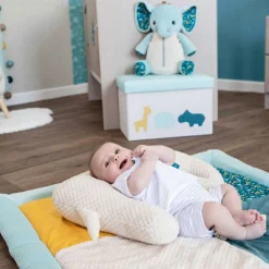 Coffre à jouets en tissu et pouf en tissu Zanimo