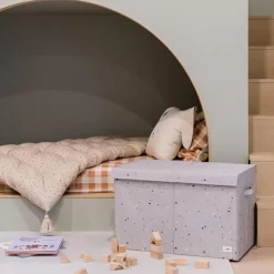 Coffre à jouets en tissu recyclé Terrazzo gris clair