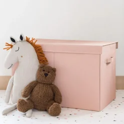 Coffre à jouets en tissu recyclé Uni argile