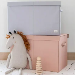 Coffre à jouets en tissu recyclé Uni gris clair