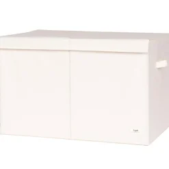 Coffre à jouets en tissu recyclé Uni crème